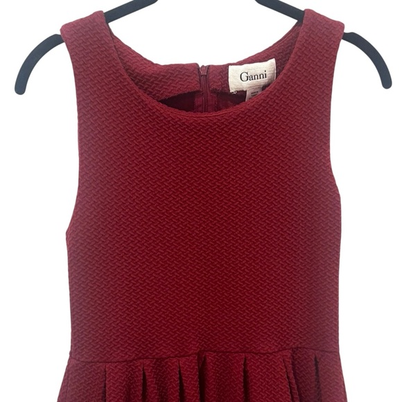 Ganni Wine Red Textured Mini Dress Gilmore Girls Inspired Chic Career Size S - Picture 2 of 11